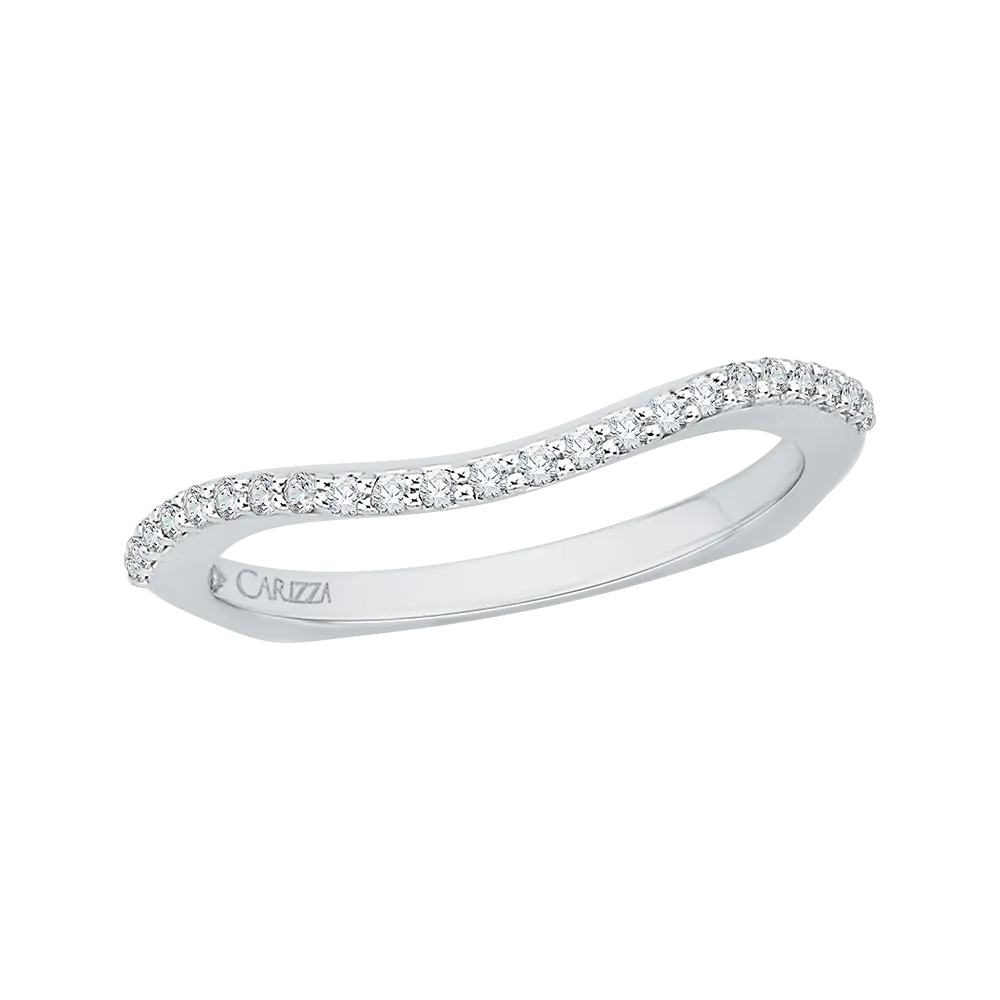 14K White Gold Diamond Half Eternity Euro shank Wedding Band