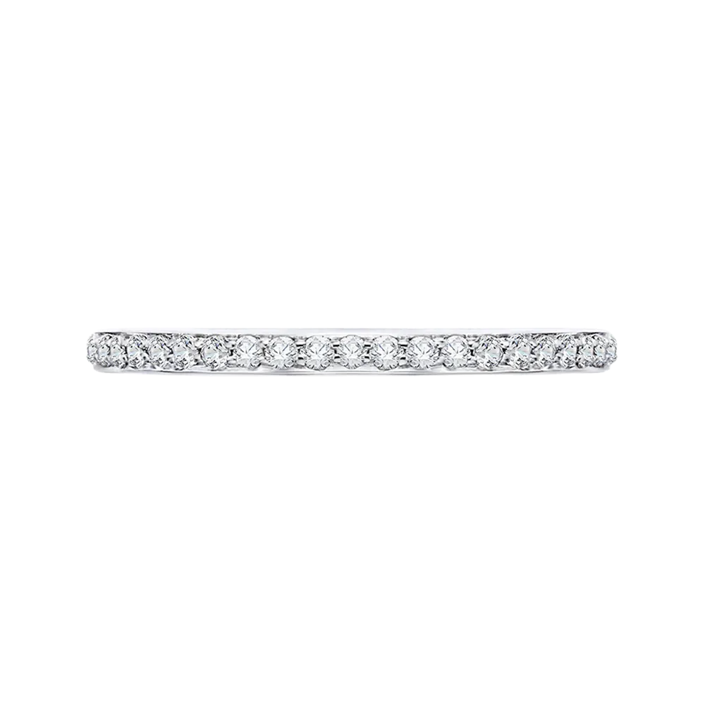 14K White Gold Round Diamond Wedding Band with Euro Shank