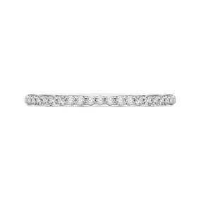 14K White Gold Round Diamond Wedding Band with Euro Shank