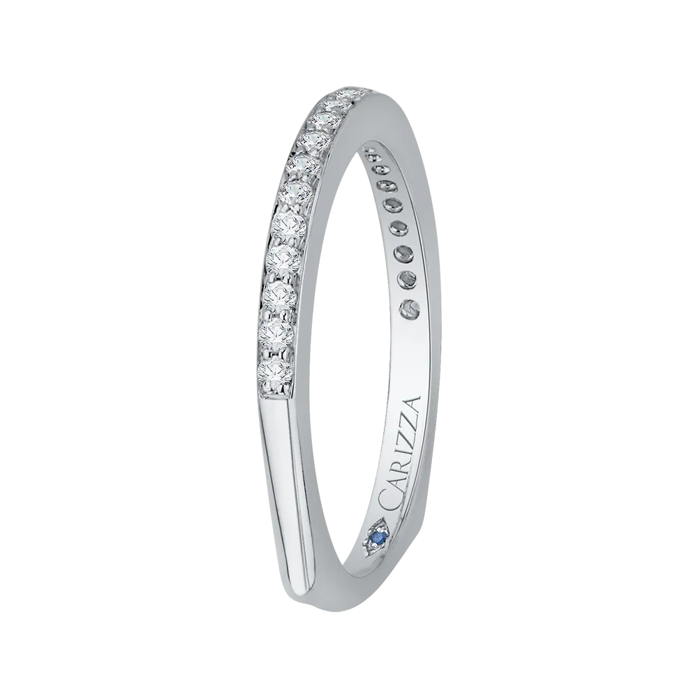 14K White Gold Round Diamond Wedding Band with Euro Shank