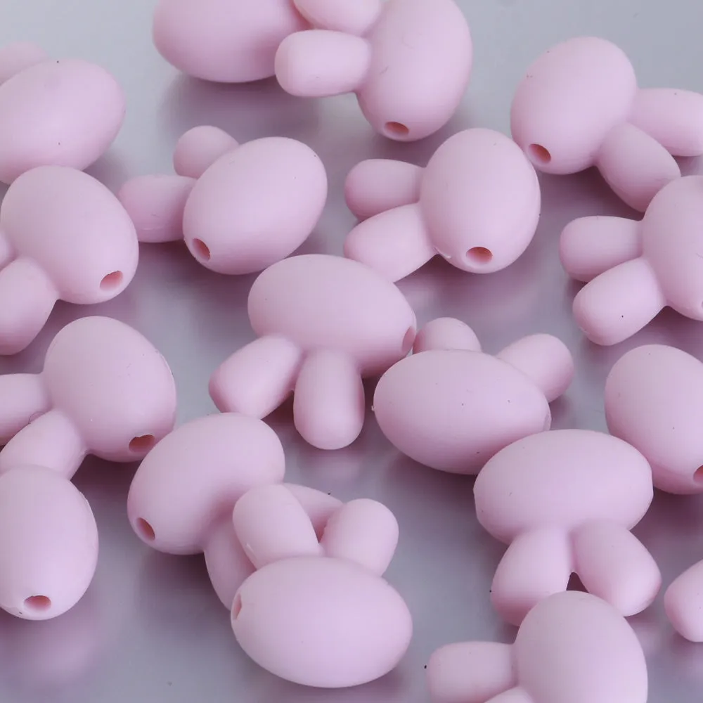 15*18.2*10.5mm Silicone Small Bunny Rabbit Teether Beads For DIY Baby Teething Necklace Food grade silicone sensory beads pink 1