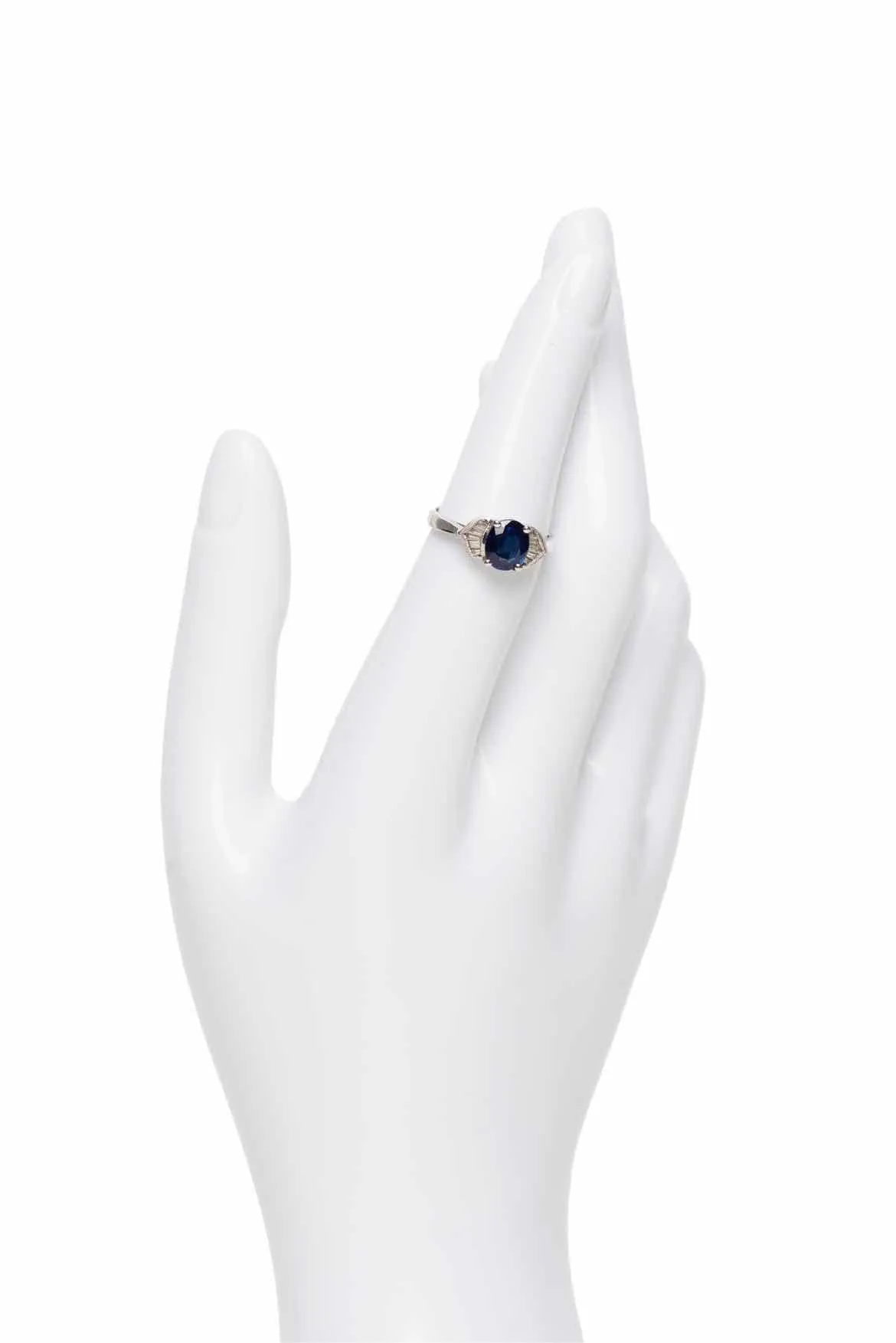 18K White Gold, Sapphire & Diamond Size 5.75 Ring