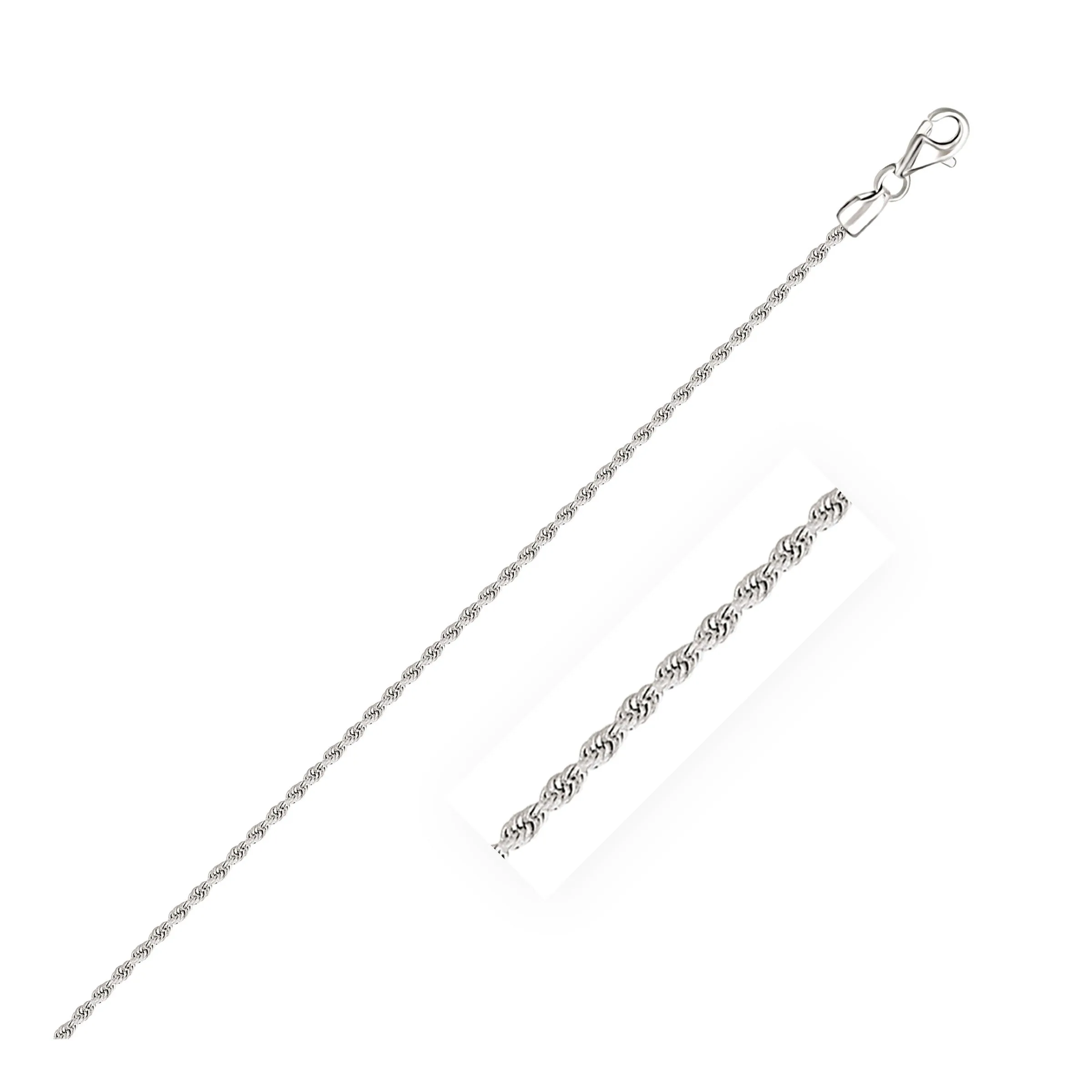 2.0mm 14k White Gold Solid Diamond Cut Rope Chain-rx04308-16