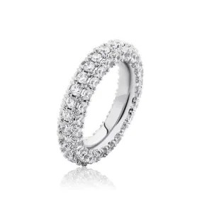 3 Row Prong Ring - White Gold