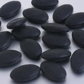 30*18*8MM Flat Oval Bulk Silicone Beads Food grade silicone sensory beads DIY Teething Necklace bracelet black 20pcs