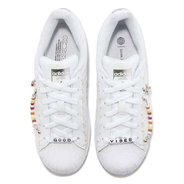 Adidas originals superstar w good vibes white women casual lifestyle shoe hp7828