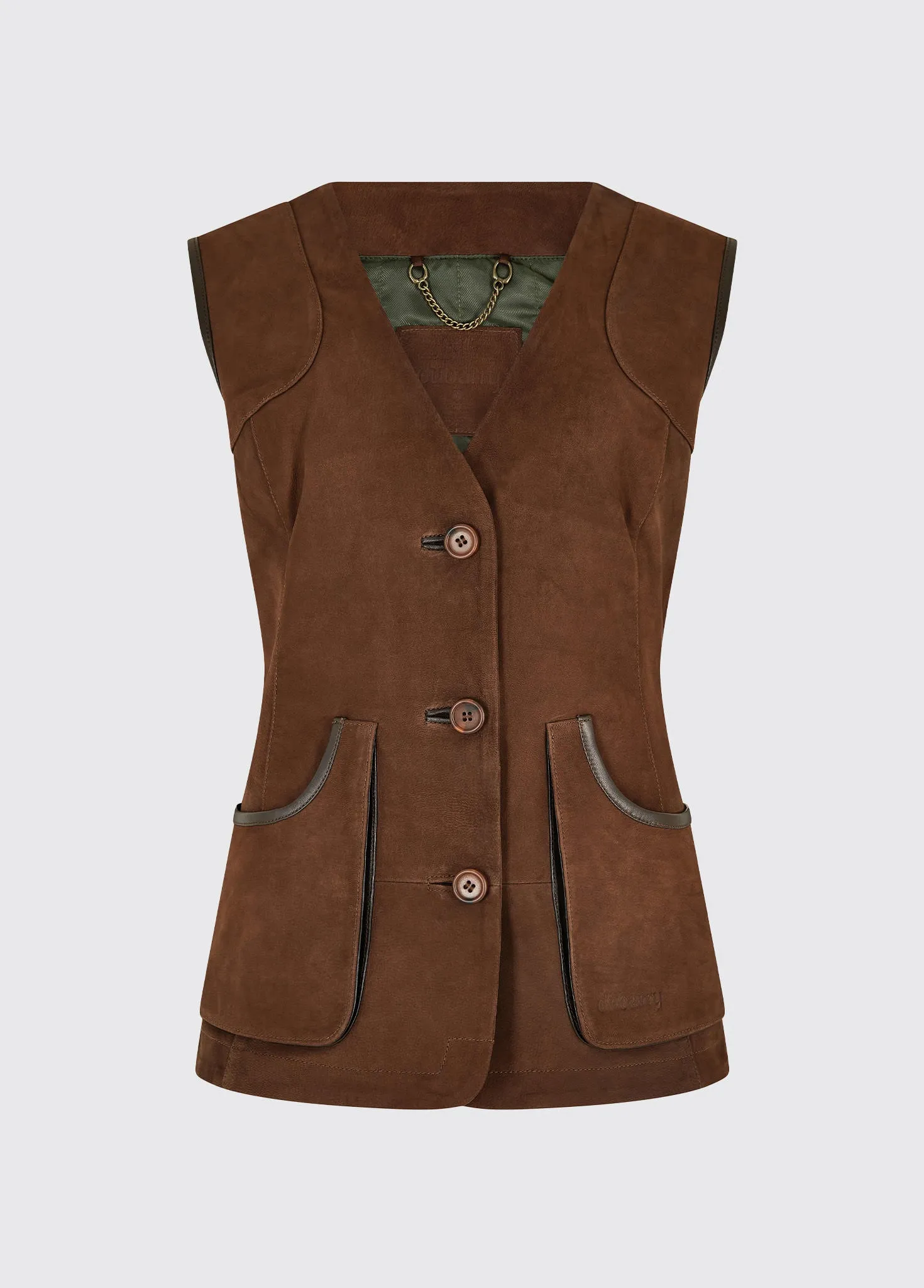 Allendale Leather Gilet - Walnut