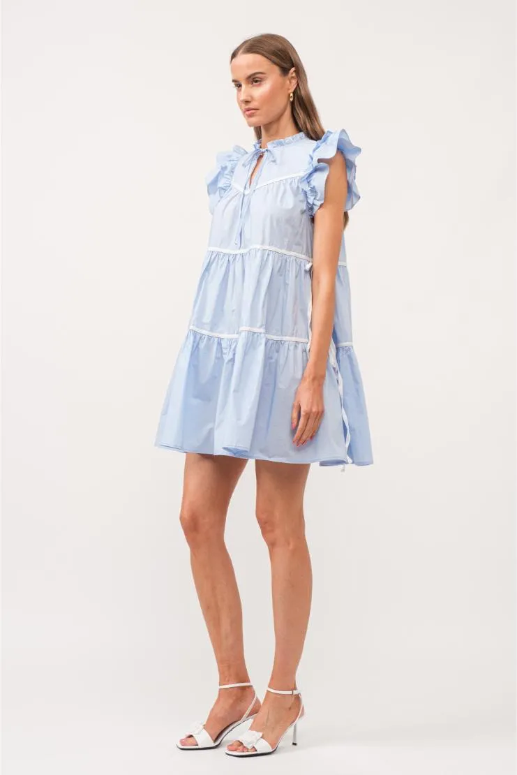 Amy Cotton Poplin Tiered Mini Dress