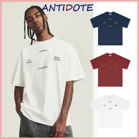 ANTIDOTE  |Crew Neck Unisex Street Style Cotton Short Sleeves Logo