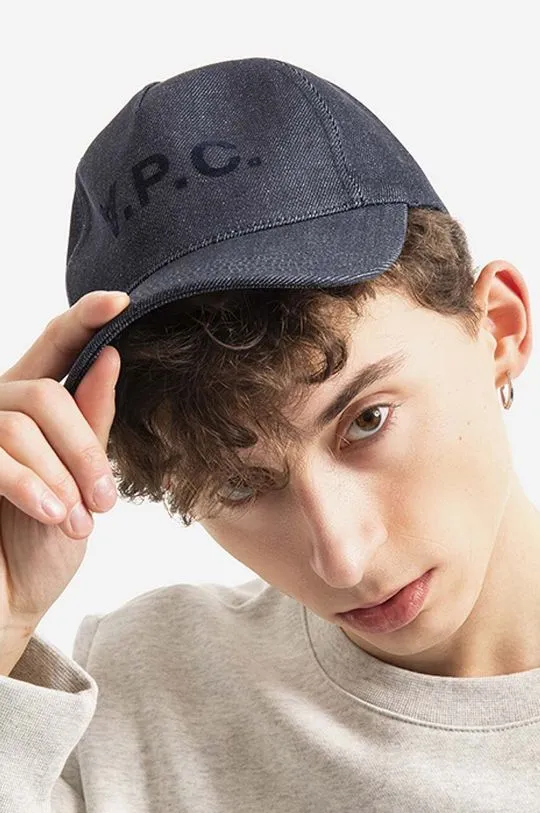 A.P.C. baseball cap Casquette Eden navy blue color