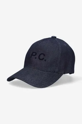 A.P.C. baseball cap Casquette Eden navy blue color