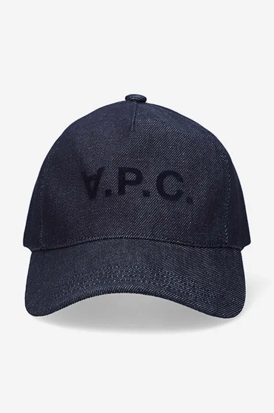 A.P.C. baseball cap Casquette Eden navy blue color