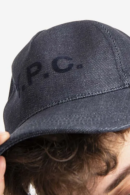 A.P.C. baseball cap Casquette Eden navy blue color