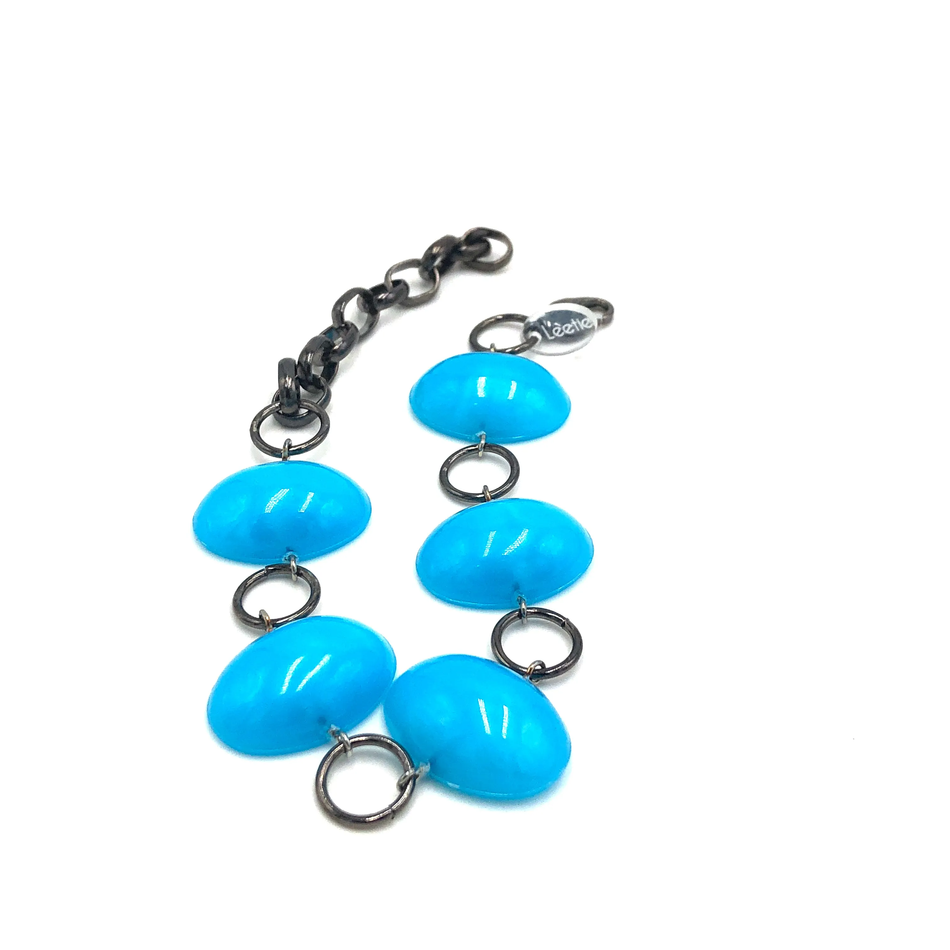 Aqua Blue Jelly Bean Stations Bracelet