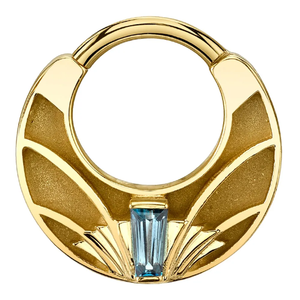 Architect Hinge Ring in Gold with London Blue Topaz