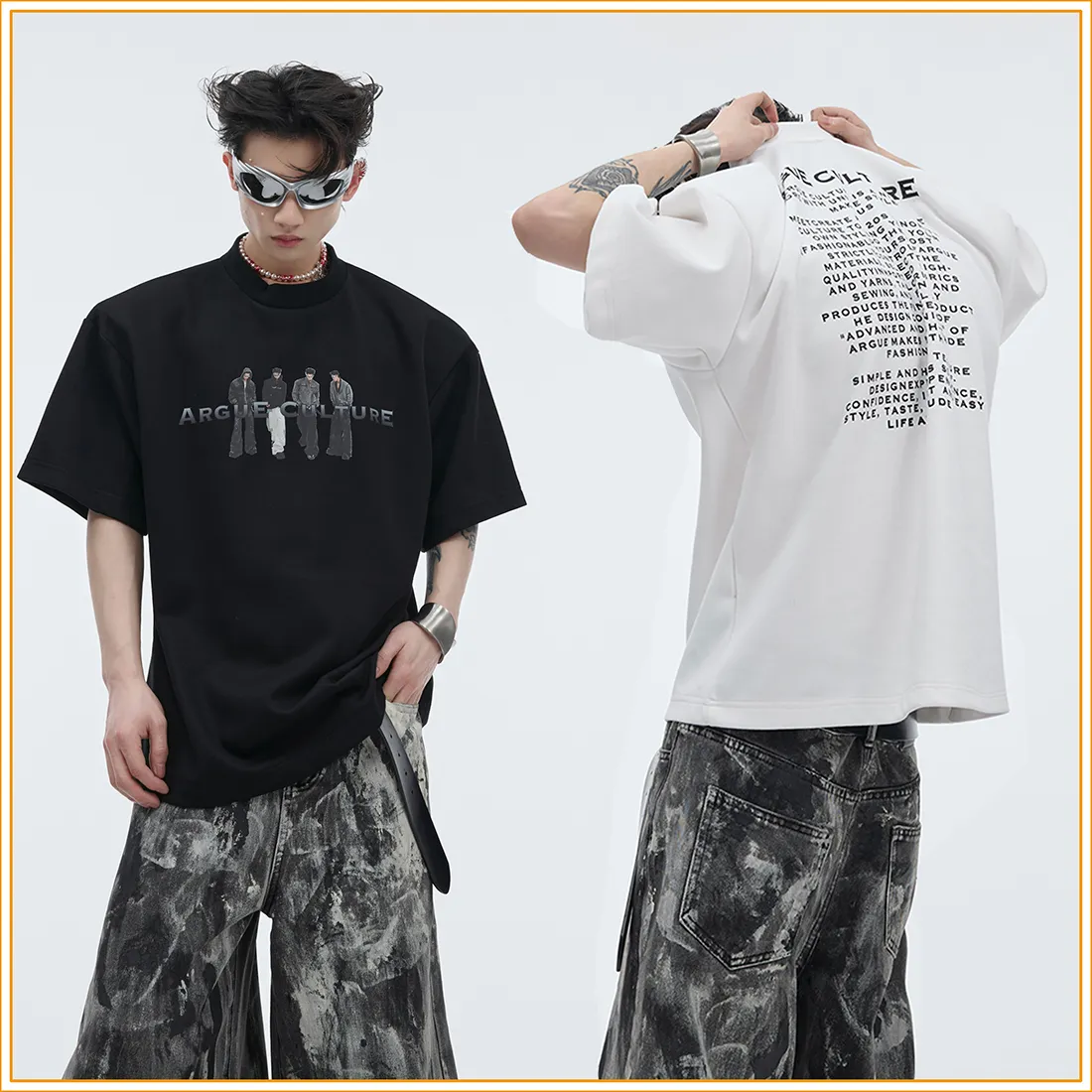 Argue Culture  |Crew Neck Unisex Blended Fabrics Street Style Short Sleeves