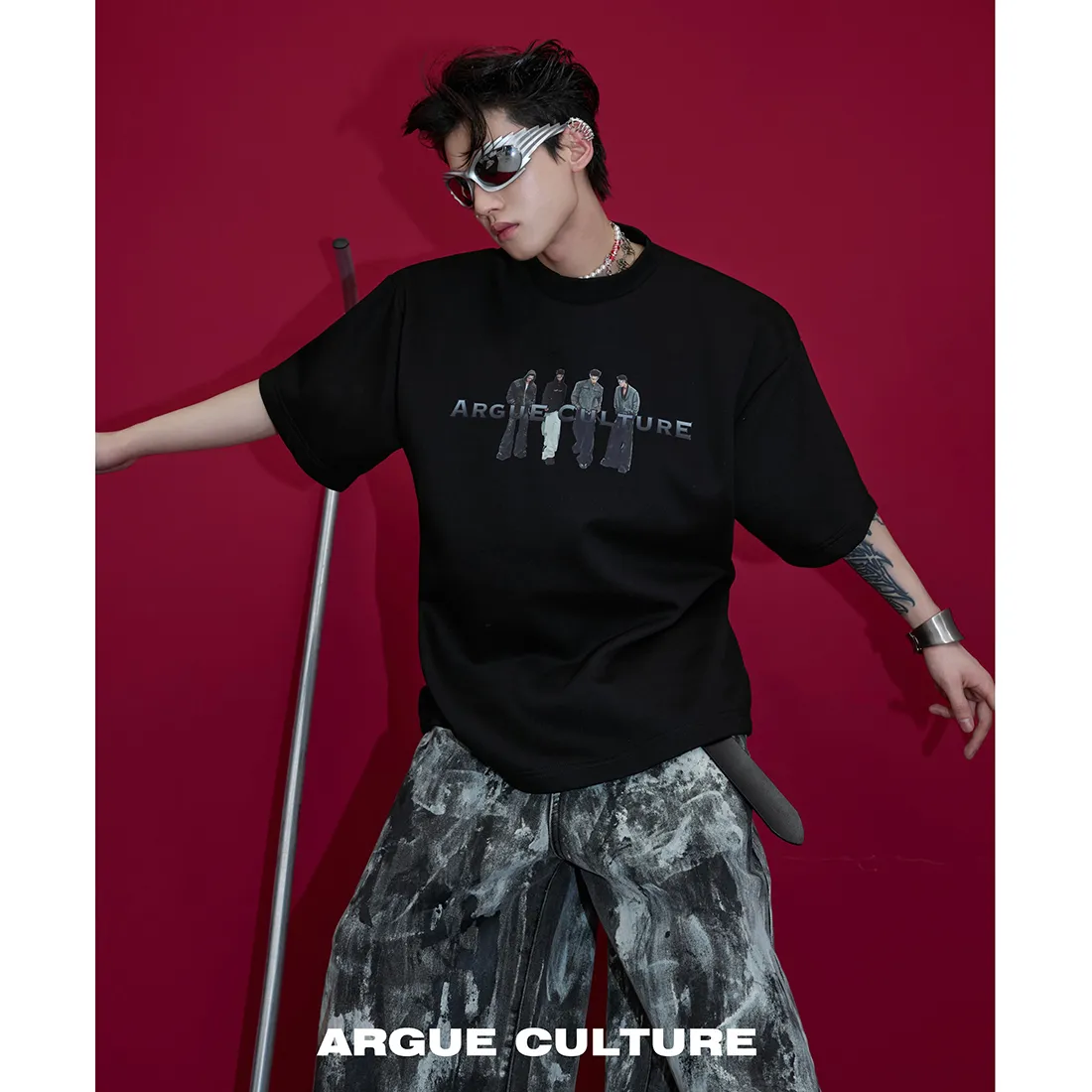 Argue Culture  |Crew Neck Unisex Blended Fabrics Street Style Short Sleeves