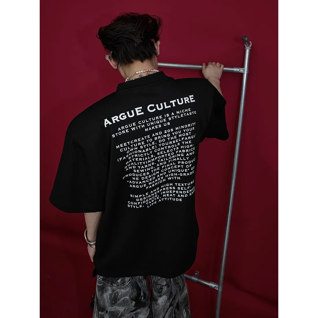 Argue Culture  |Crew Neck Unisex Blended Fabrics Street Style Short Sleeves