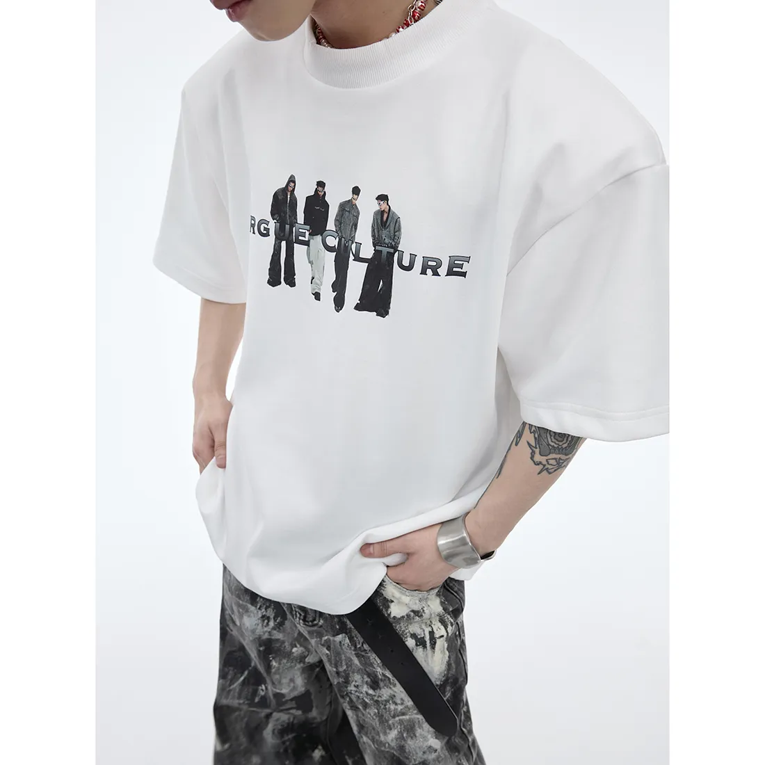 Argue Culture  |Crew Neck Unisex Blended Fabrics Street Style Short Sleeves