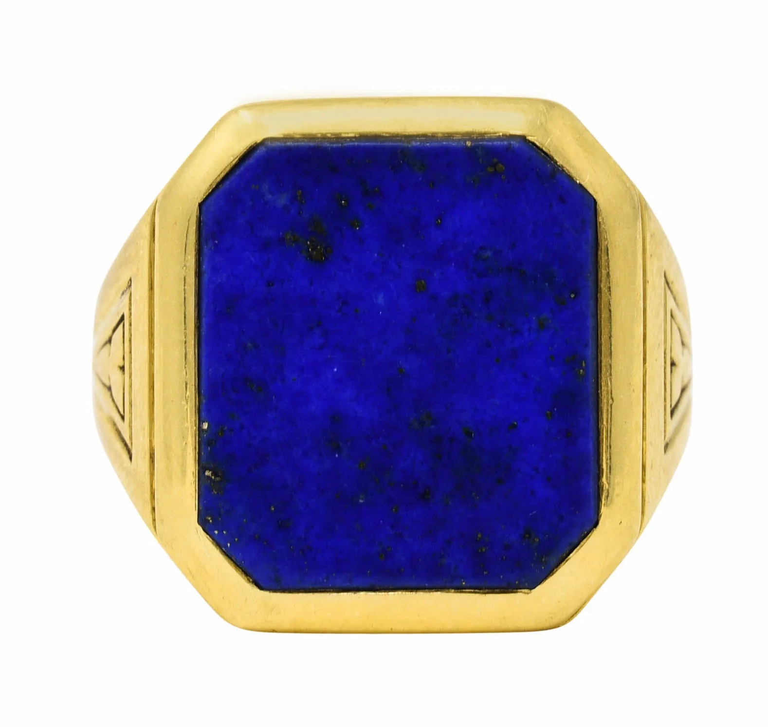 Art Deco Lapis Lazuli 14 Karat Yellow Gold Unisex Signet Ring