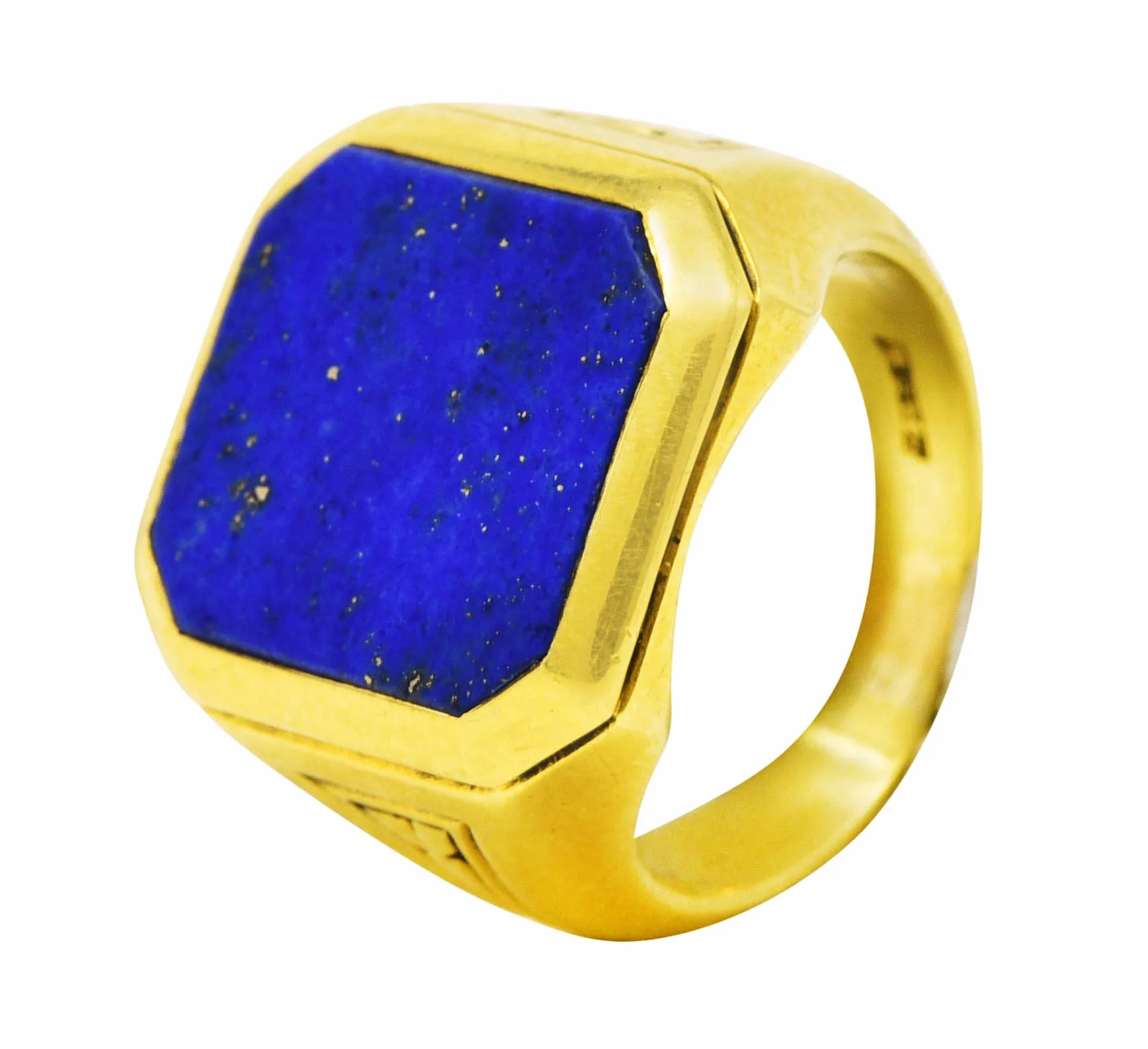 Art Deco Lapis Lazuli 14 Karat Yellow Gold Unisex Signet Ring