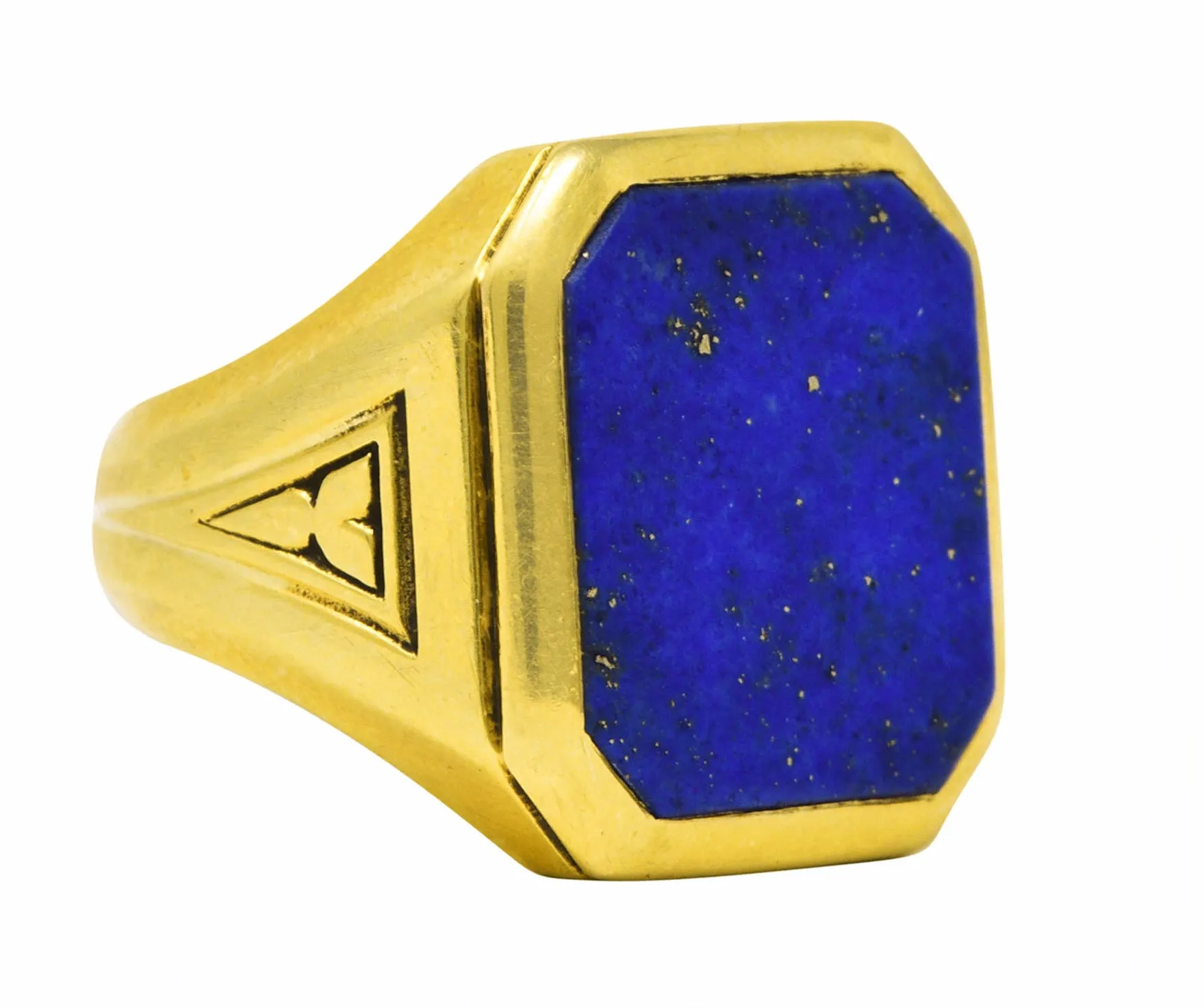 Art Deco Lapis Lazuli 14 Karat Yellow Gold Unisex Signet Ring