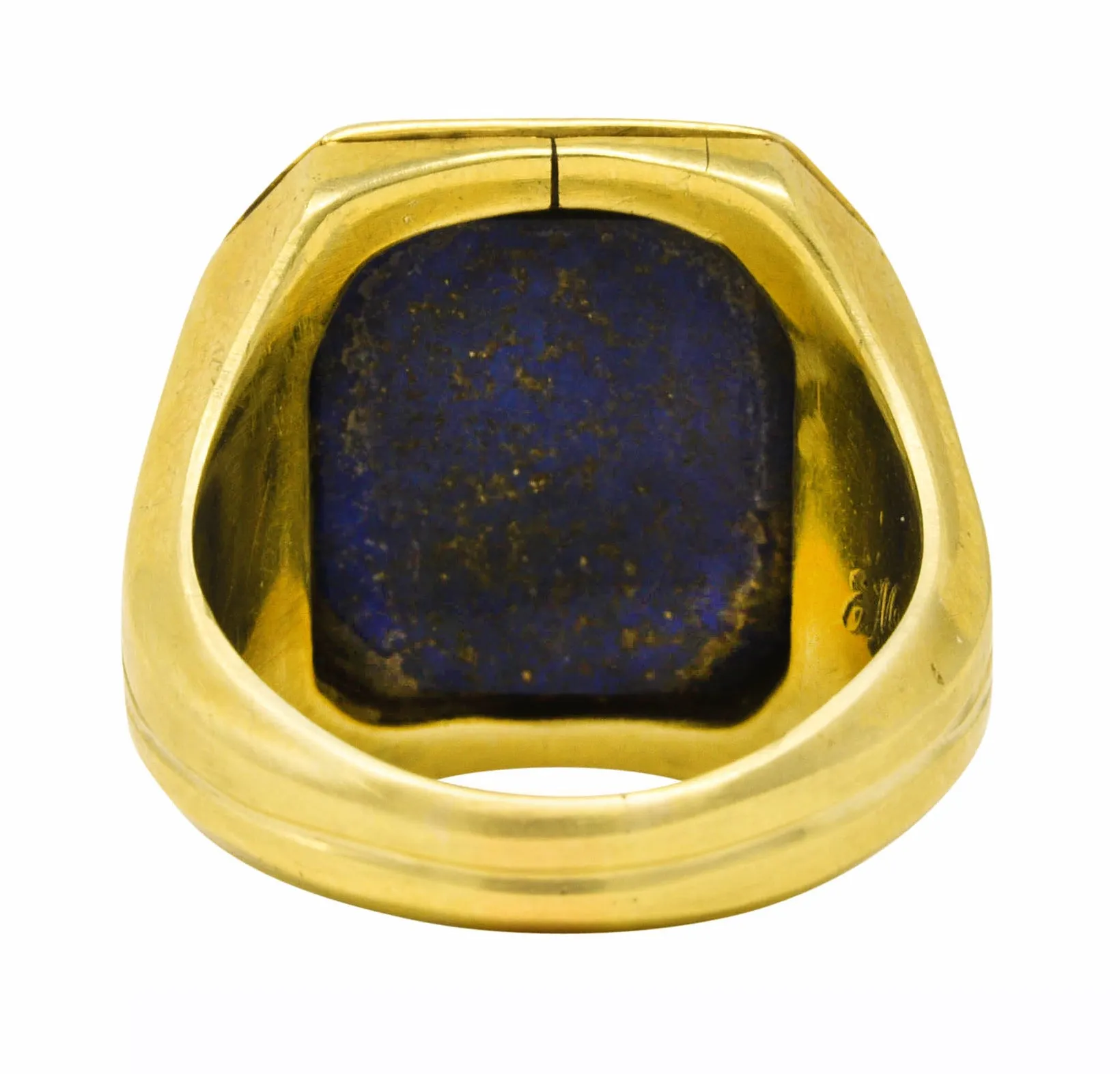 Art Deco Lapis Lazuli 14 Karat Yellow Gold Unisex Signet Ring