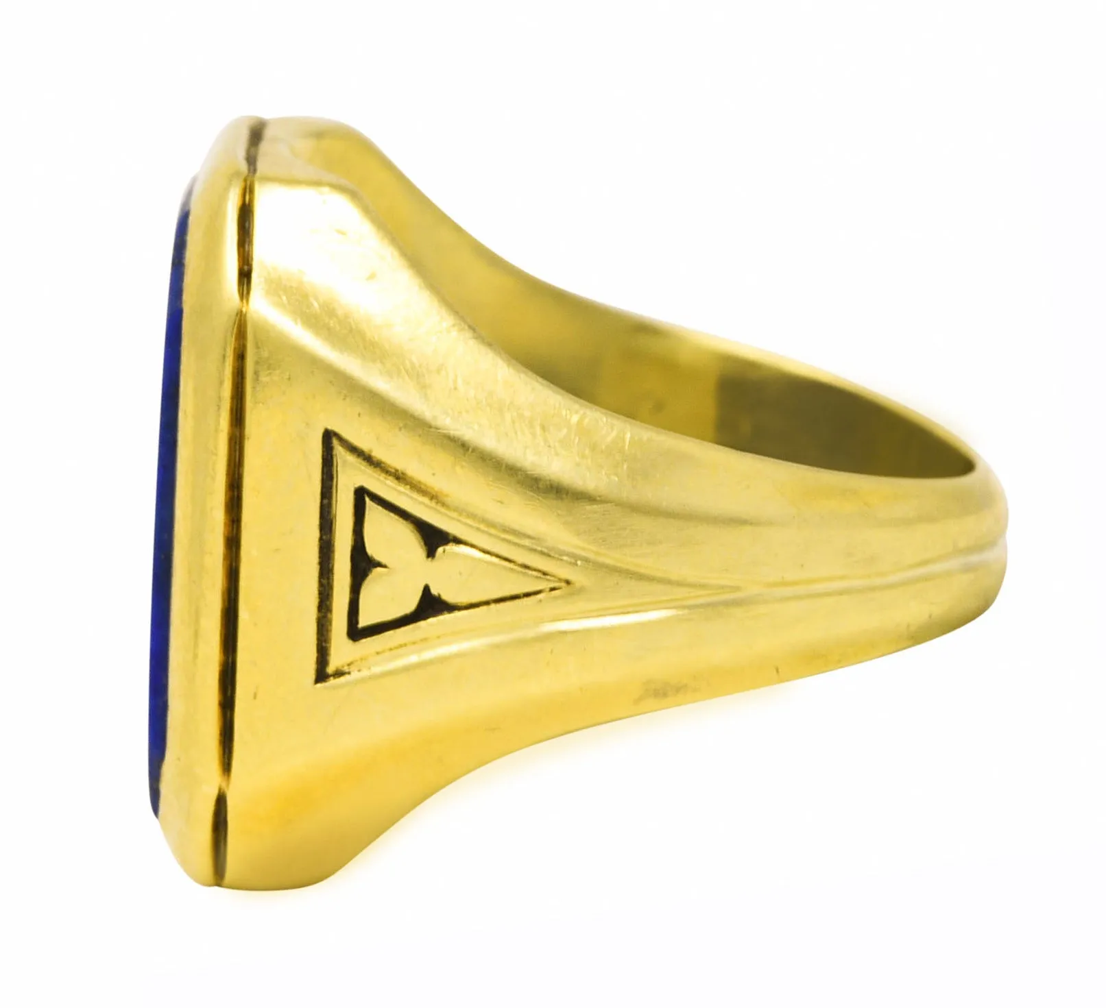 Art Deco Lapis Lazuli 14 Karat Yellow Gold Unisex Signet Ring