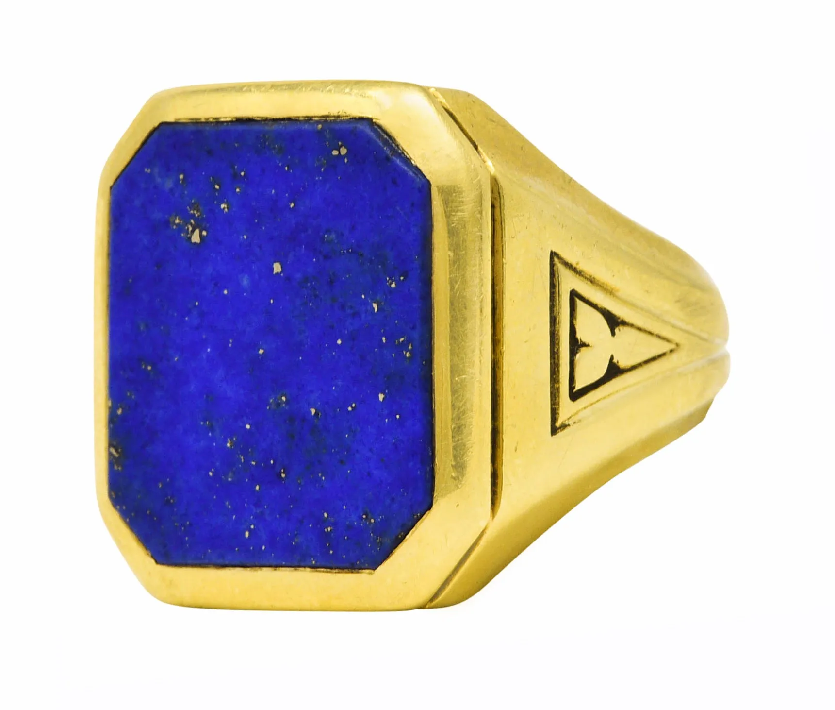 Art Deco Lapis Lazuli 14 Karat Yellow Gold Unisex Signet Ring