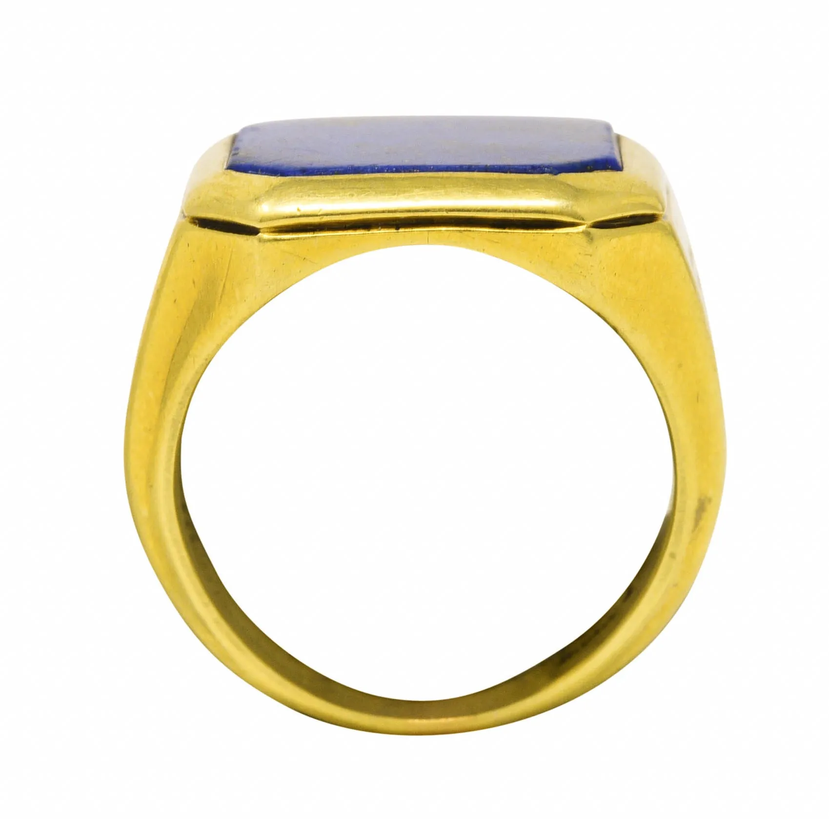 Art Deco Lapis Lazuli 14 Karat Yellow Gold Unisex Signet Ring