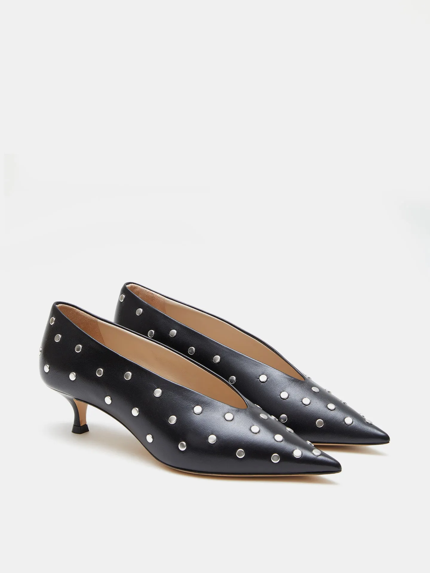 Babouche Kitten / Studded Black Leather