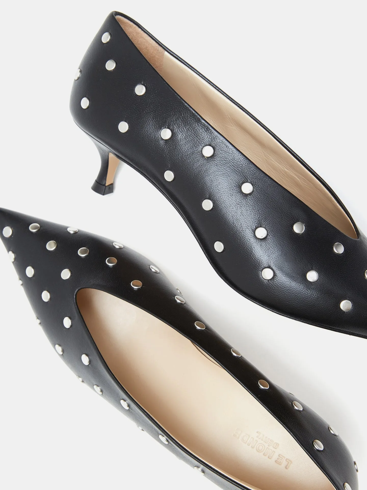 Babouche Kitten / Studded Black Leather