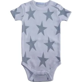 Baby Steps Baby Onesie, Large Star Grey