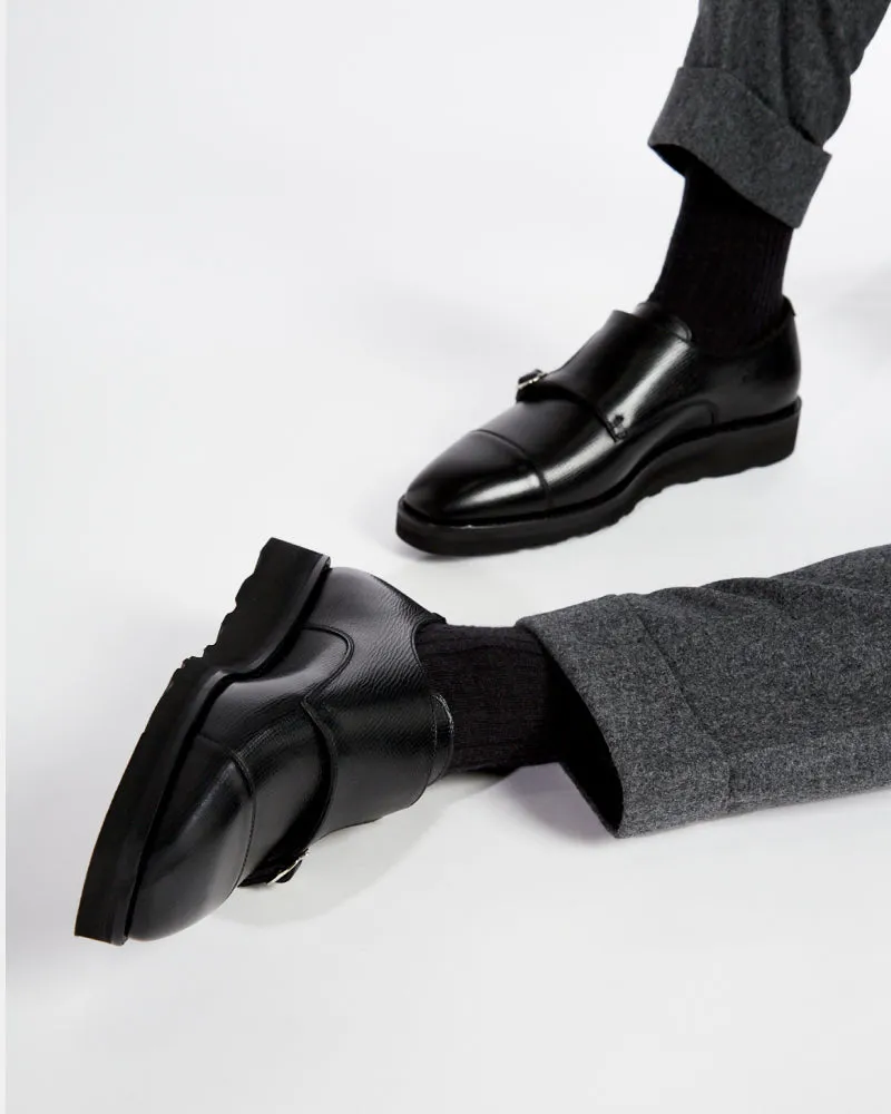 Black Lightweight Monk Strap Shoe