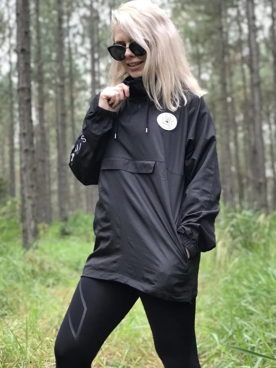 Black Water Resistant Windbreaker Jacket - Unisex