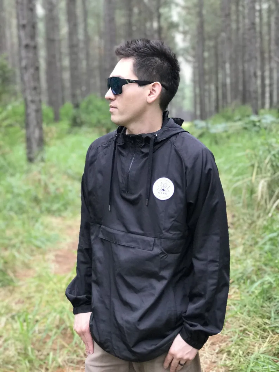 Black Water Resistant Windbreaker Jacket - Unisex