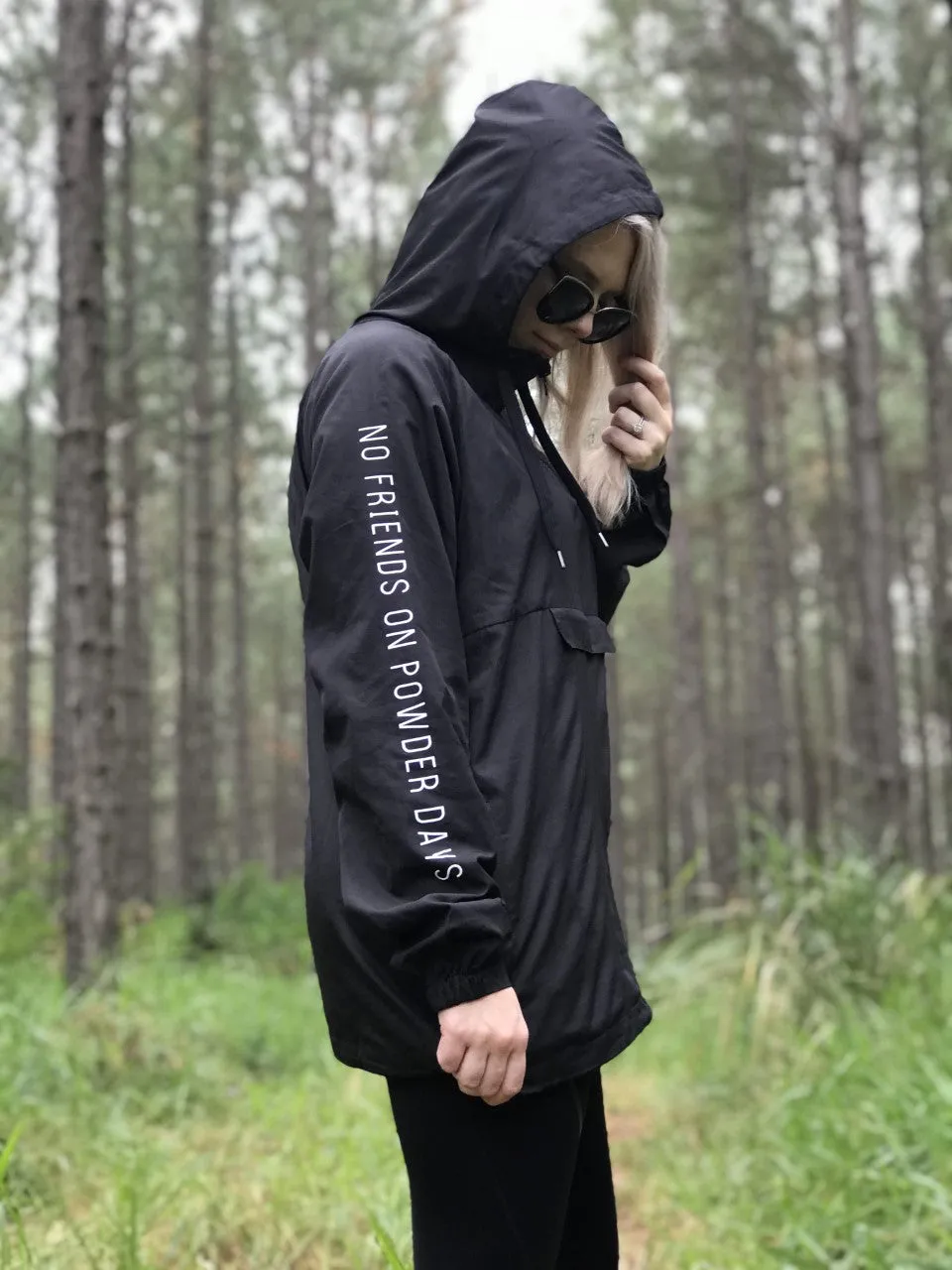 Black Water Resistant Windbreaker Jacket - Unisex