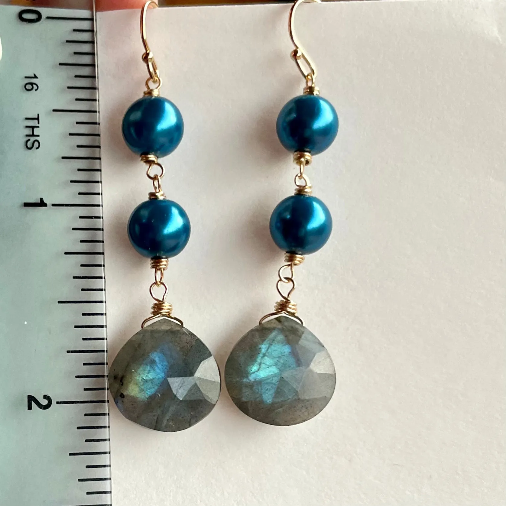 Blue Pearls and Labradorite Stack Earrings