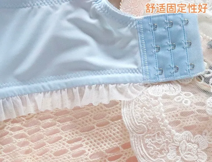 Blue Princess Soft Girl Aesthetic Kawaii Lolita Lingerie Set