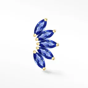 Blue Sapphire Flat Back Earring Lotus 14k Yellow