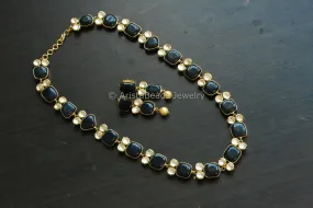 Blue Semiprecious Stone &  Kundan Fusion Set