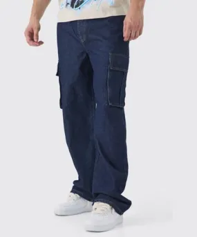 boohooMAN Mens Tall Relaxed Rigid Cargo Jeans