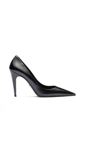 Brushed Leather Pump - Black