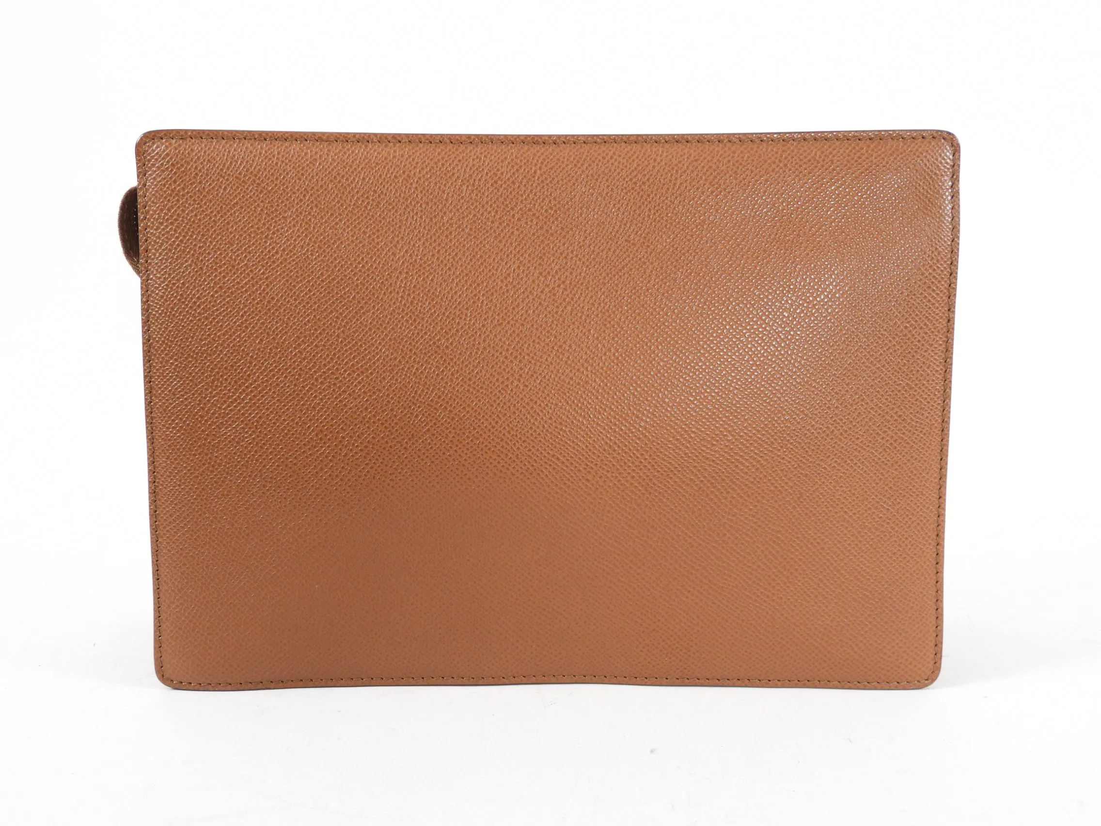 Bvlgari Cognac Brown Leather Zip Toiletry / Travel Pouch