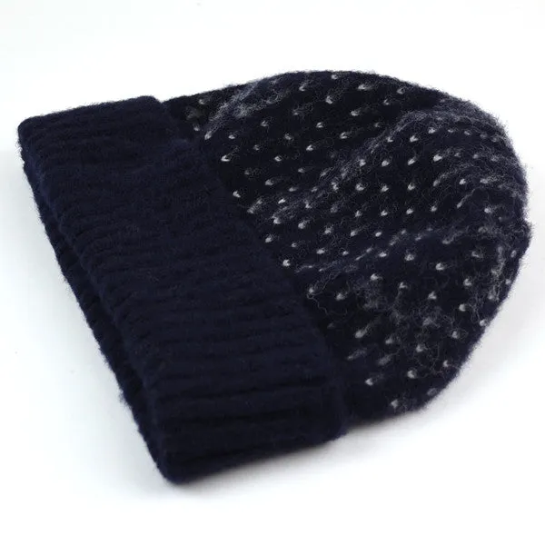 cableami - Shaggy Dog Dot Beanie - Navy