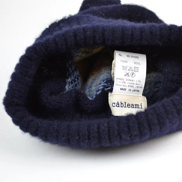 cableami - Shaggy Dog Jacquard Beanie - Navy