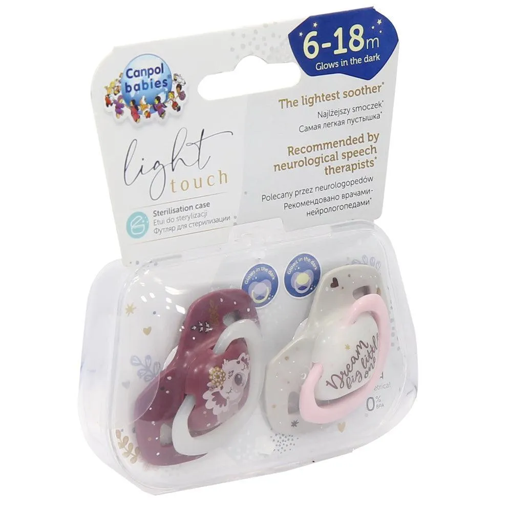 Canpol babies Light Touch Glow In The Dark The Lightest Soother, 2 pcs (6-18M)