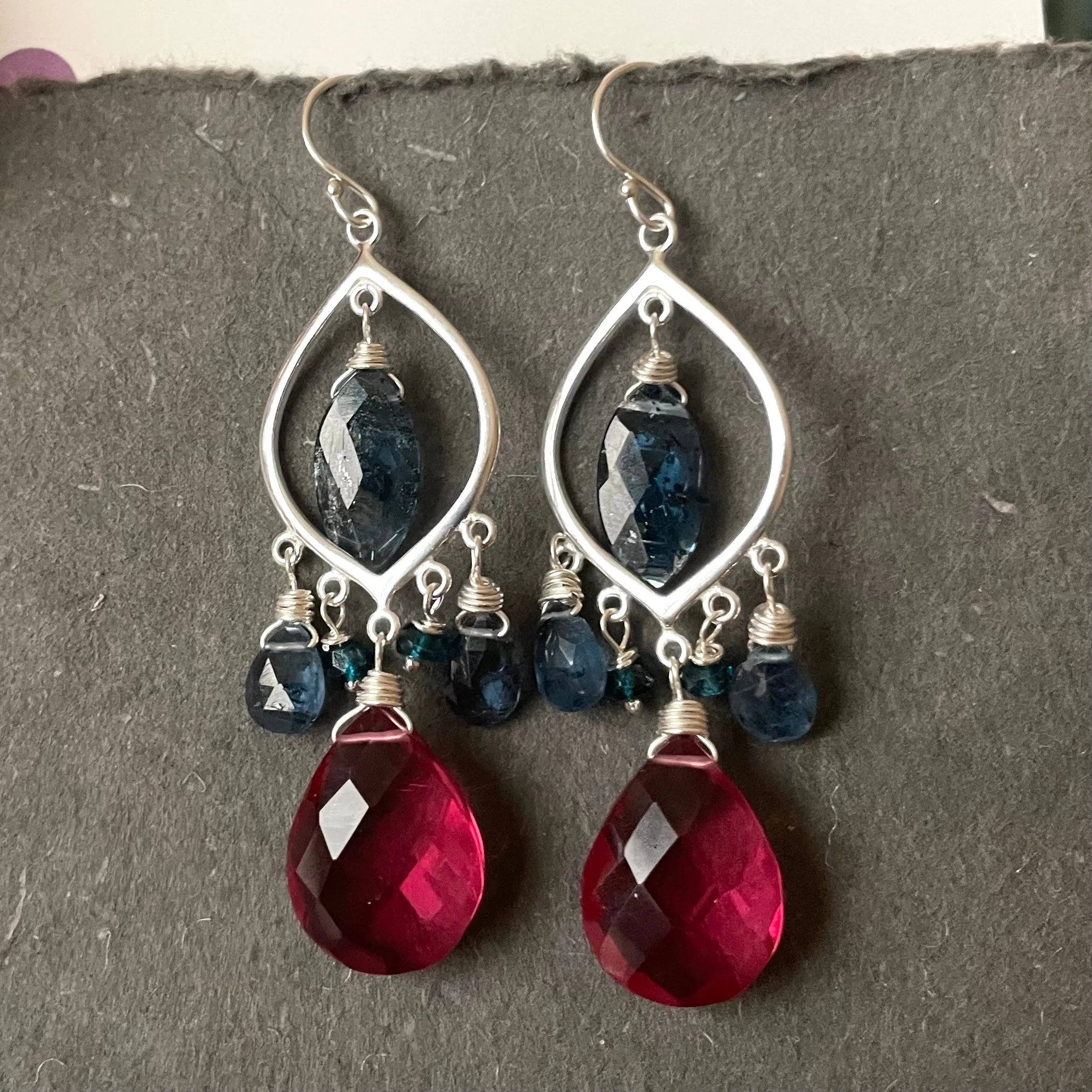 Captivating Kyanite and Sapphire Pink Earrings