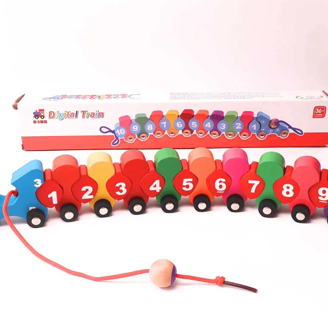 Caterpillar Wooden Digital Train Lacing Toy for kids Age 3+