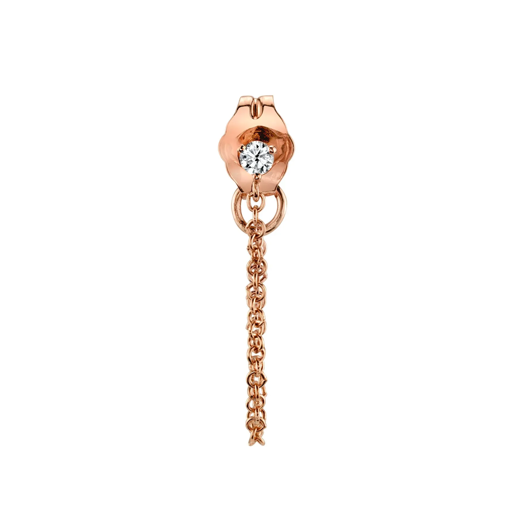 Chain Earring - White Diamond / 14k Rose Gold